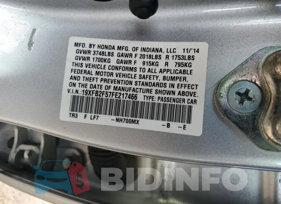 19XFB2F57FE217466 Photo# 12