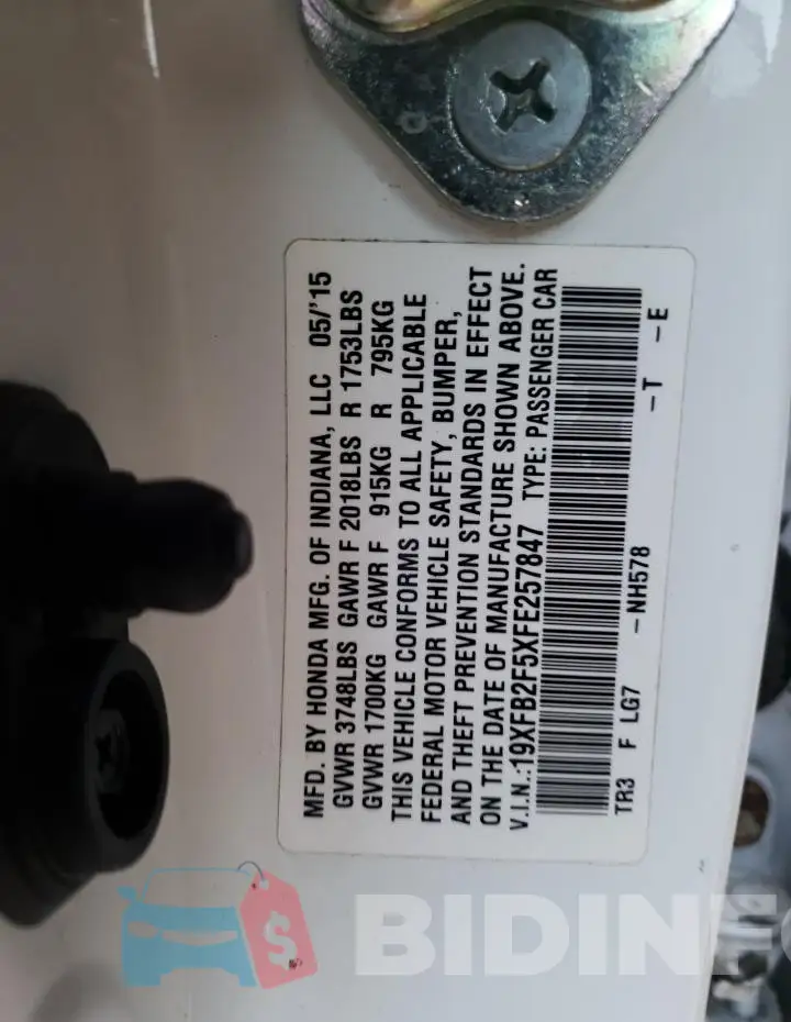 19XFB2F5XFE257847 Photo# 13