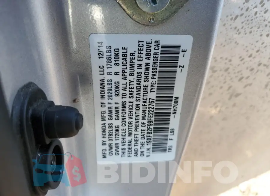 19XFB2F99FE222767 Photo# 13