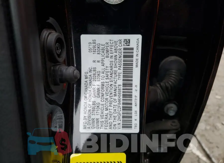 2HGFC2F84KH569878 Photo# 12