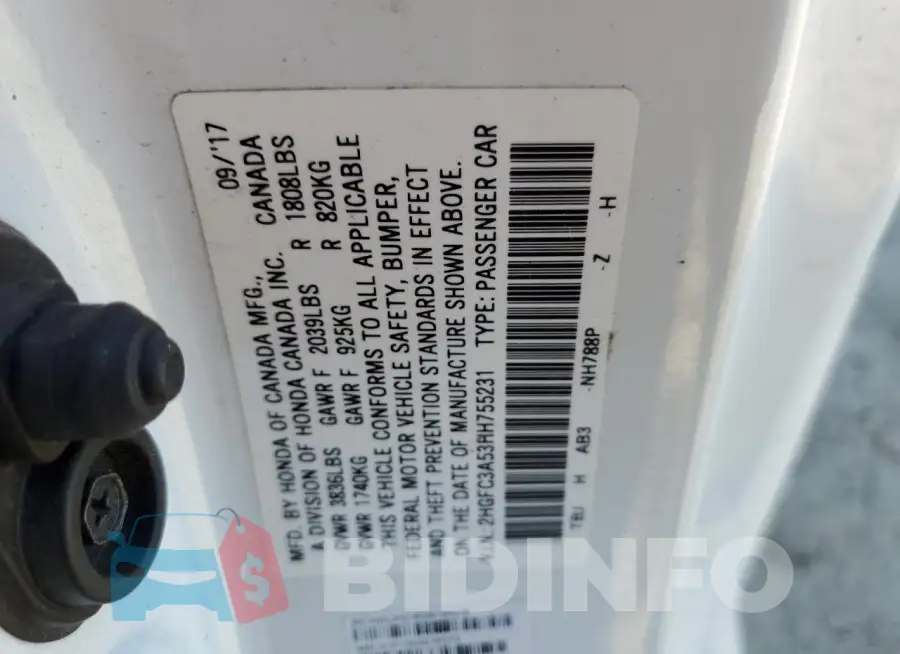 2HGFC3A53HH755231 Photo# 12