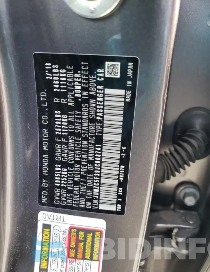 JHMZC5F39JC008741 Photo# 12