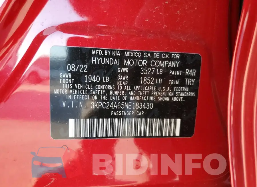 3KPC24A65NE183430 Photo# 12