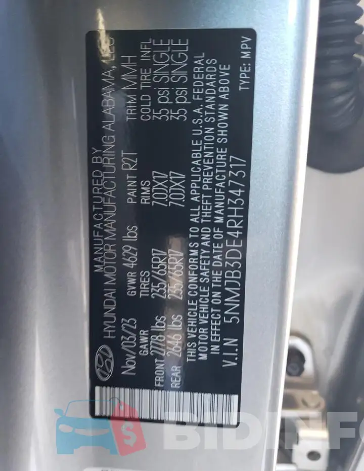 5NMJB3DE4RH347317 Photo# 12