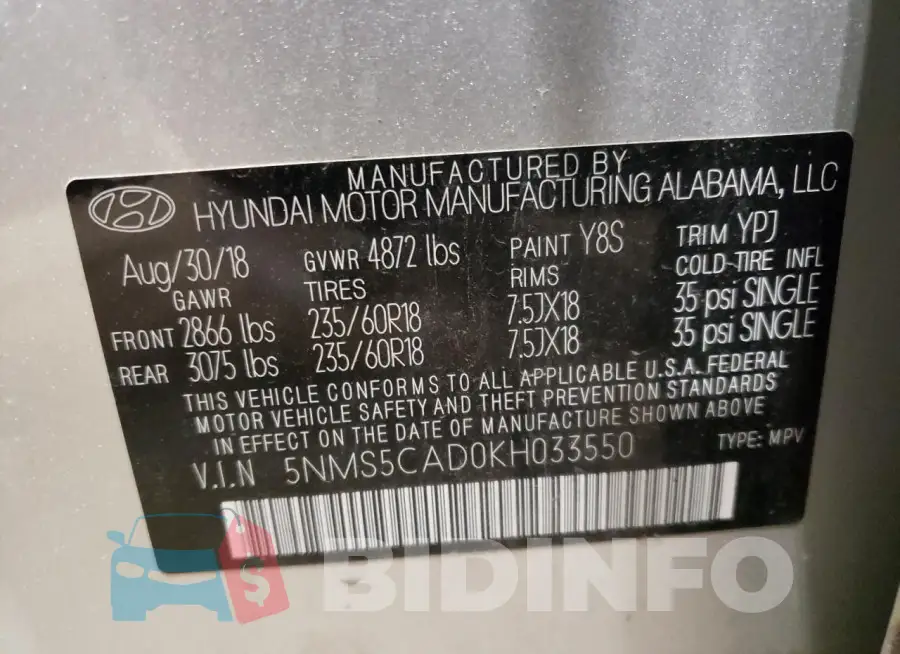 5NMS5CAD0KH033550 Photo# 14