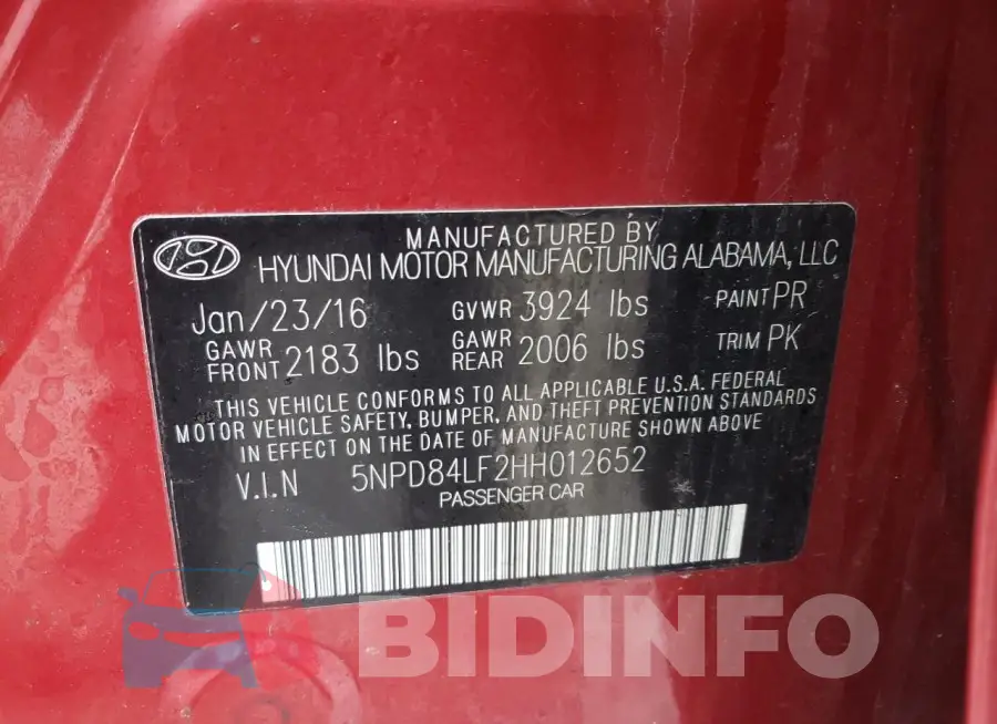 5NPD84LF2HH012652 Photo# 12