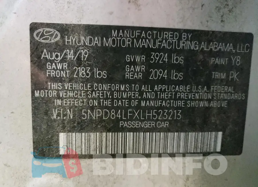 5NPD84LFXLH523213 Photo# 12
