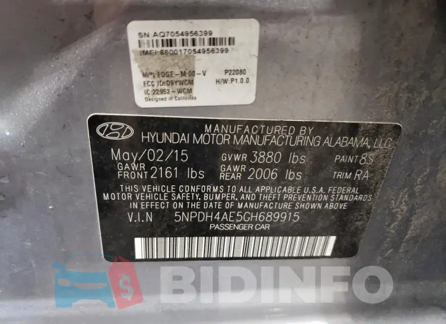 5NPDH4AE5GH689915 Photo# 13