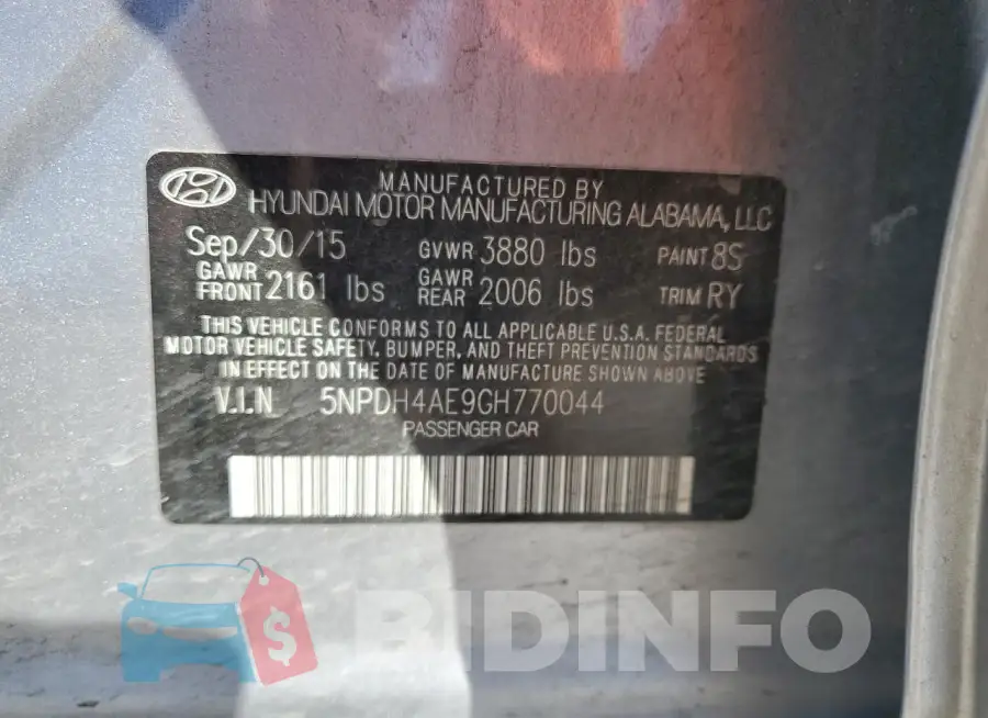 5NPDH4AE9GH770044 Photo# 12
