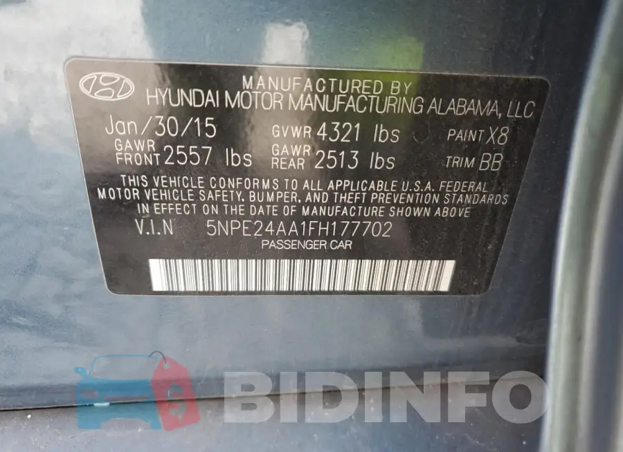 5NPE24AA1FH177702 Photo# 12