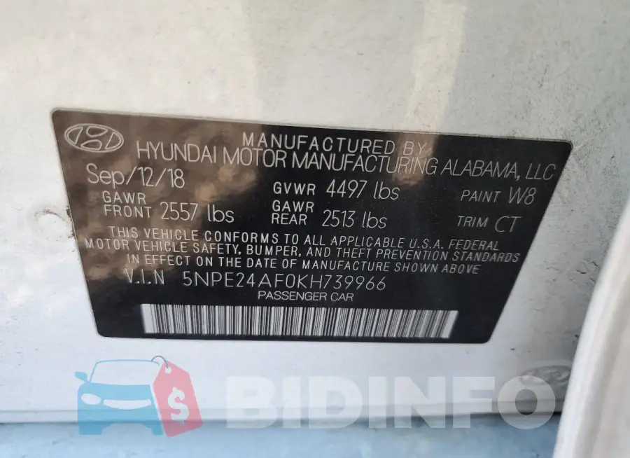 5NPE24AF0KH739966 Photo# 13