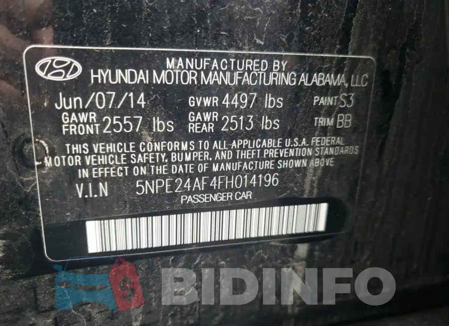 5NPE24AF4FH014196 Photo# 12