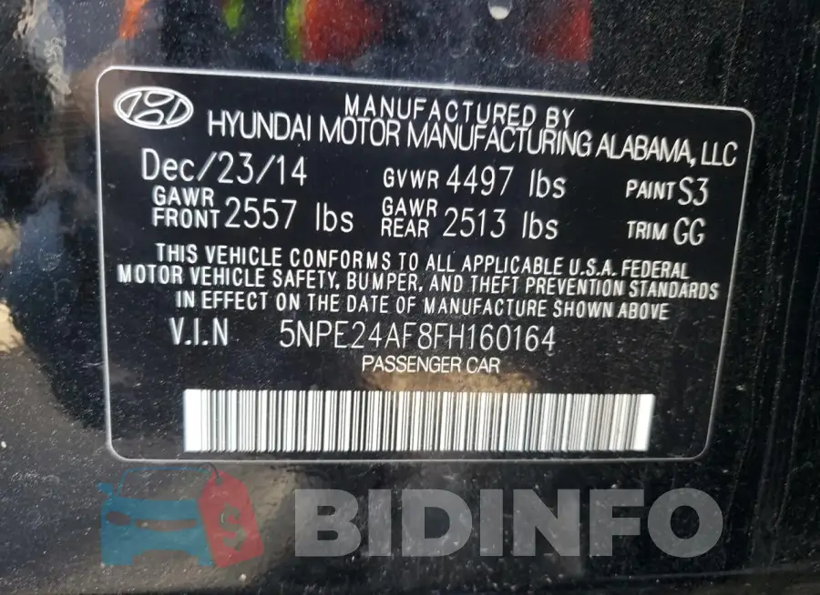 5NPE24AF8FH160164 Photo# 13