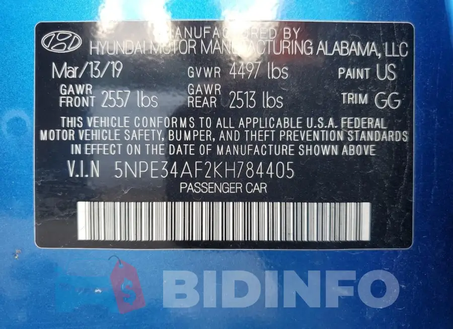 5NPE34AF2KH784405 Photo# 13