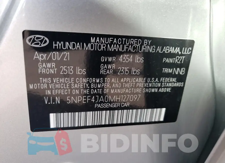 5NPEF4JA0MH127097 Photo# 12