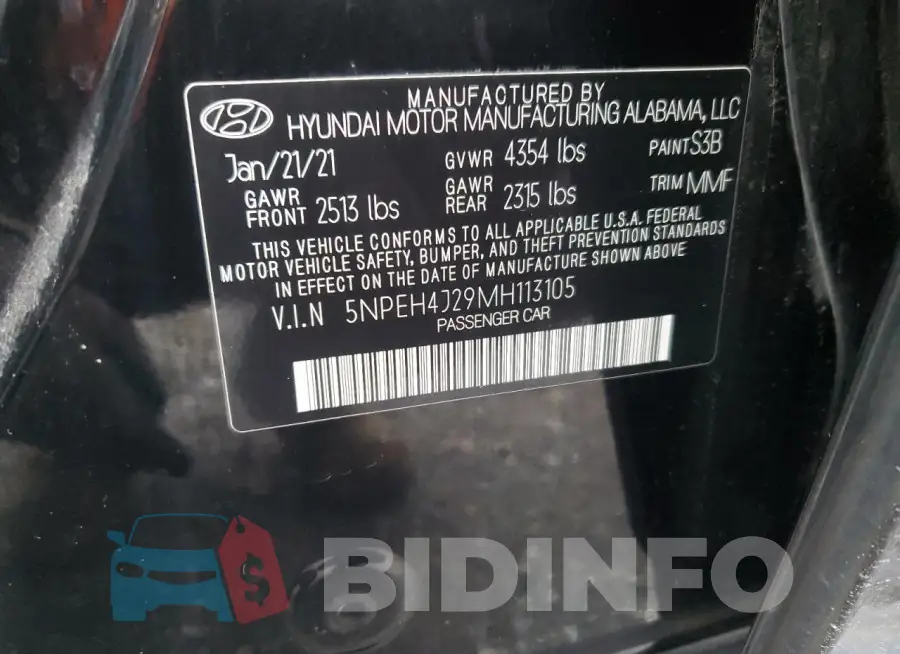 5NPEH4J29MH113105 Photo# 12