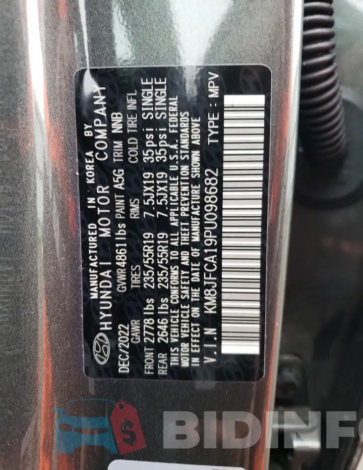 KM8JFCA19PU098682 Photo# 12