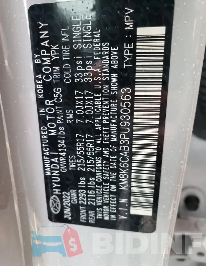 KM8K6CAB3PU930563 Photo# 13