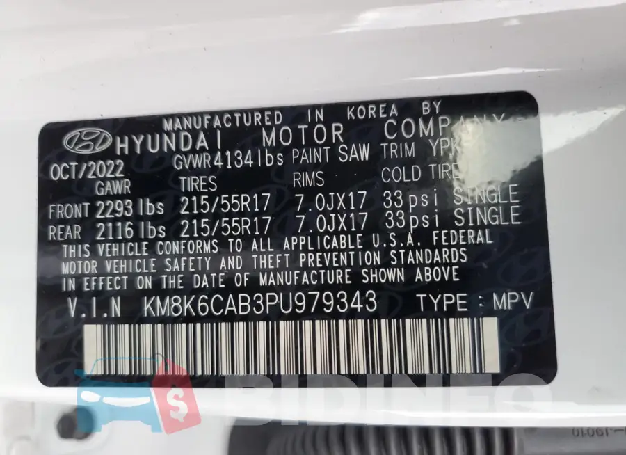 KM8K6CAB3PU979343 Photo# 14