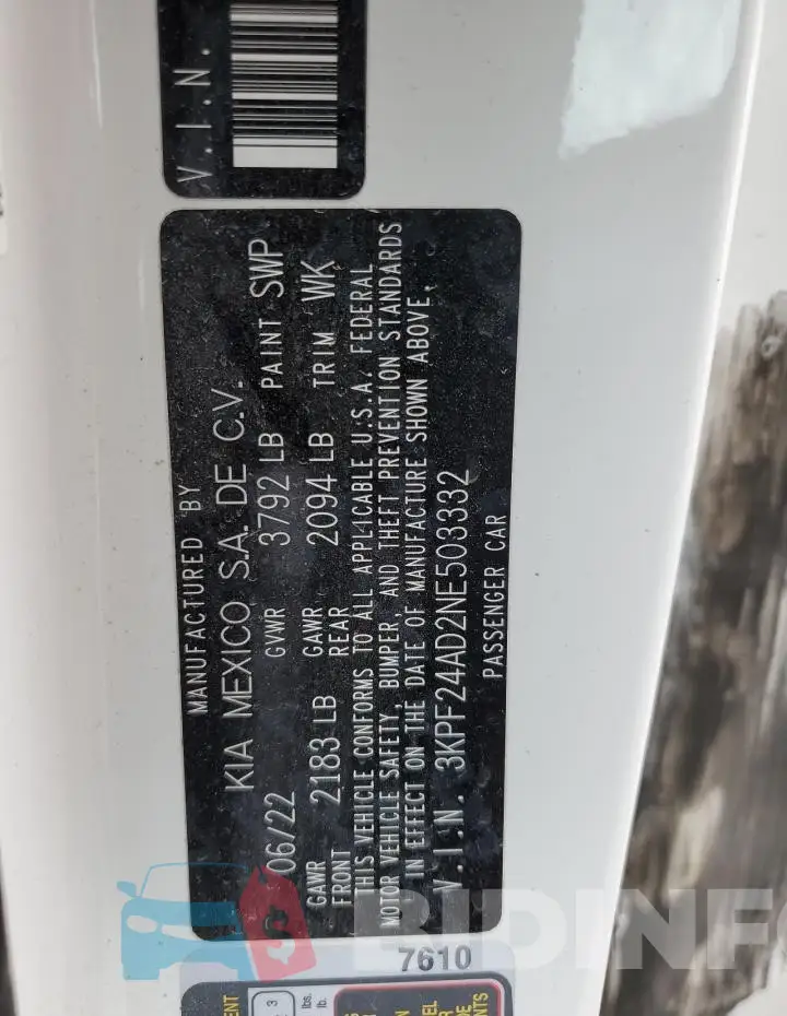 3KPF24AD2NE503332 Photo# 13