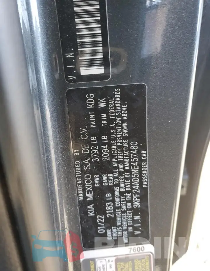3KPF24AD5NE457480 Photo# 12