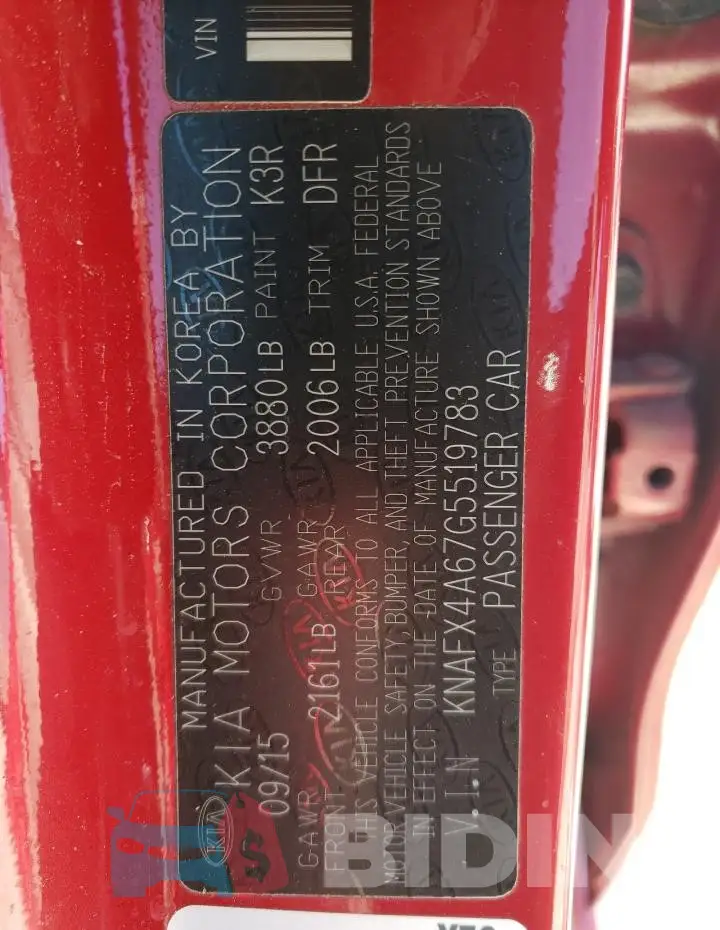 KNAFX4A67G5519783 Photo# 12