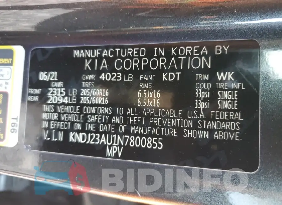 KNDJ23AU1N7800855 Photo# 13