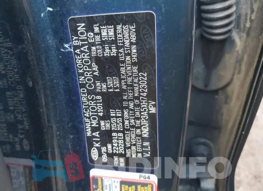 KNDJP3A5XH7423022 Photo# 12