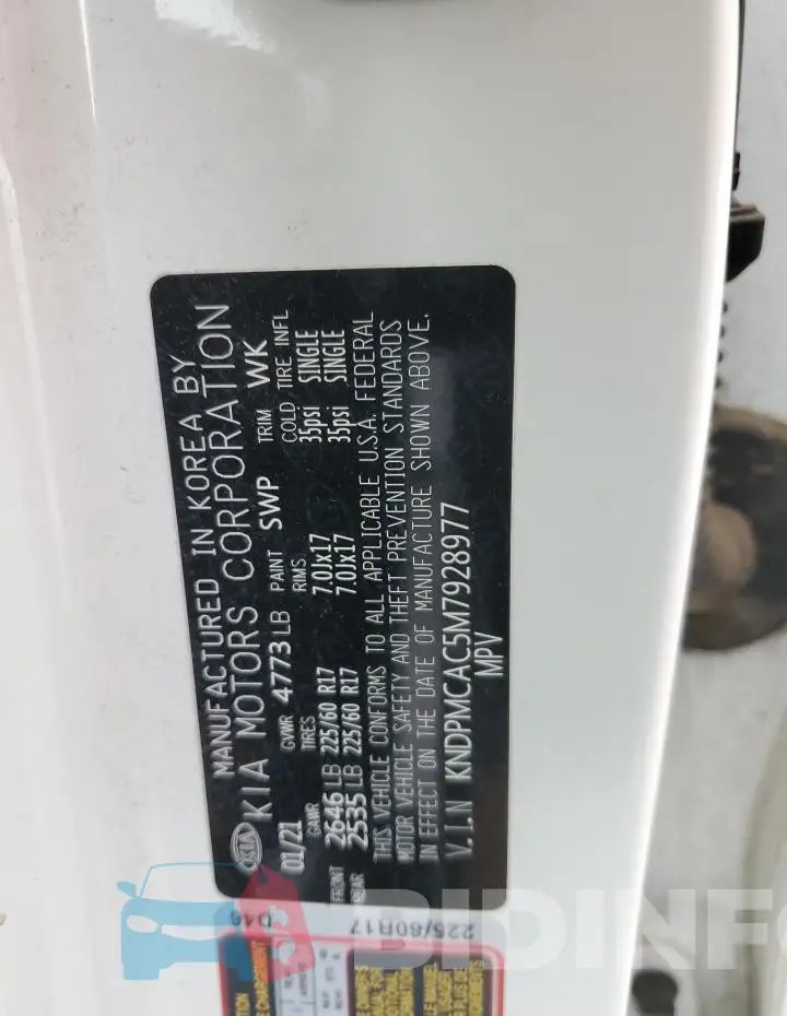 KNDPMCAC5M7928977 Photo# 13