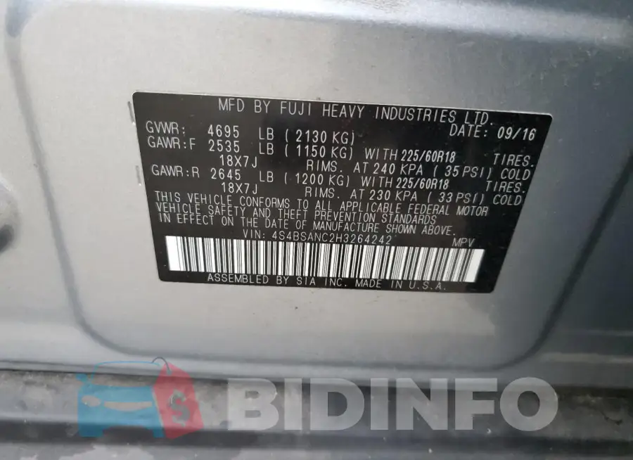 4S4BSANC2H3264242 Photo# 12