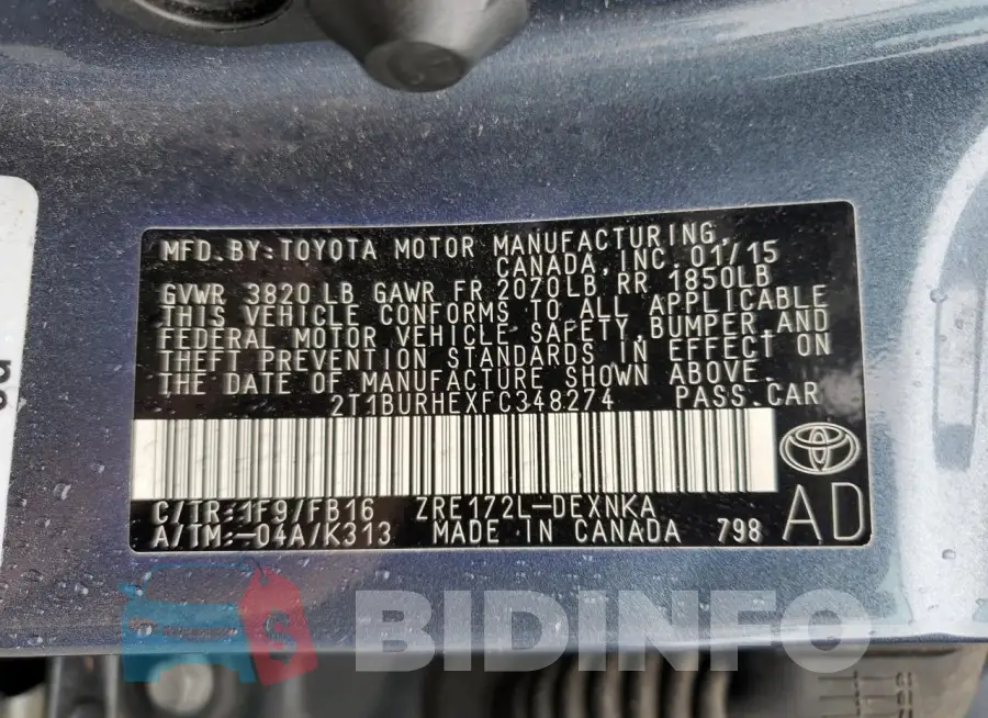 2T1BURHEXFC348274 Photo# 12