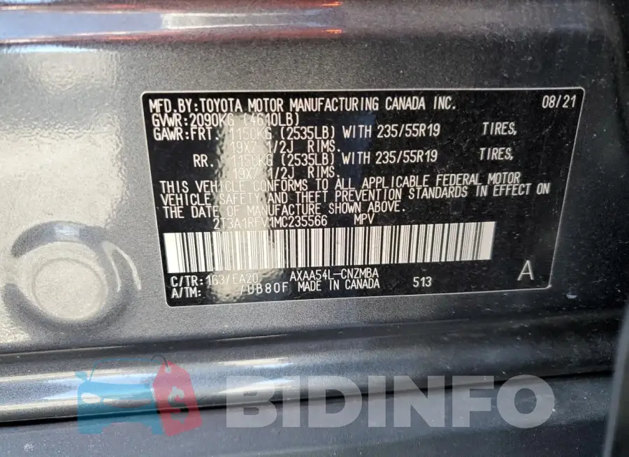 2T3A1RFV1MC235566 Photo# 13