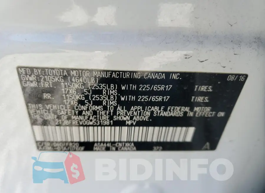 2T3BFREV0GW531981 Photo# 12