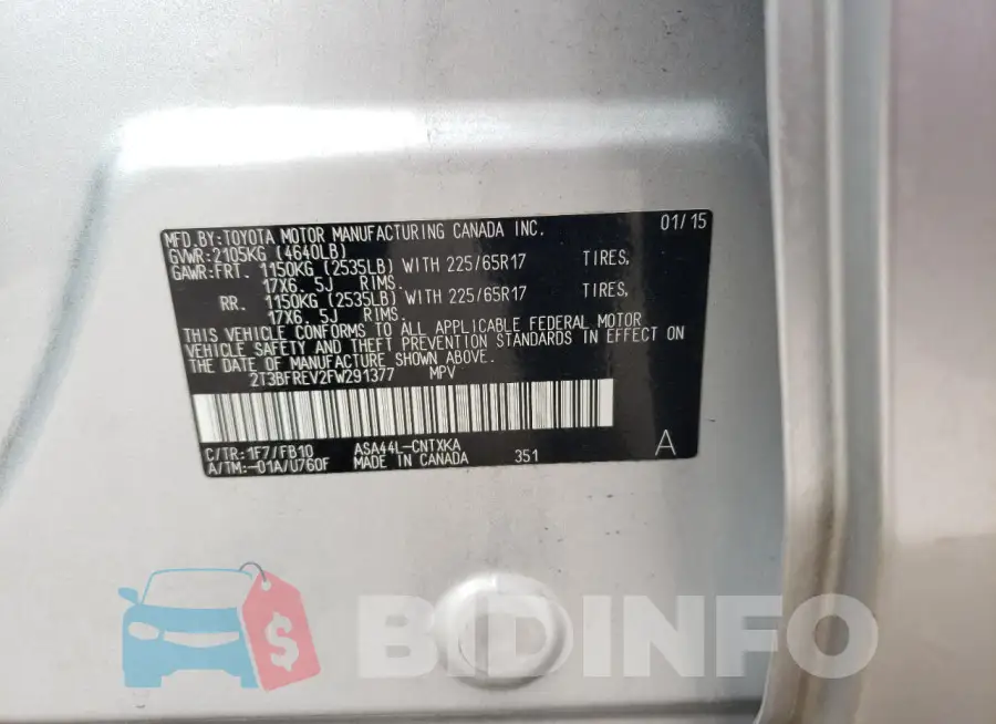 2T3BFREV2FW291377 Photo# 13