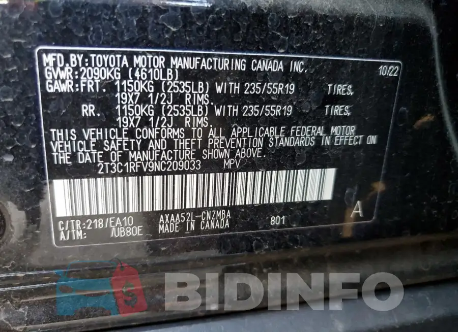 2T3C1RFV9NC209033 Photo# 12