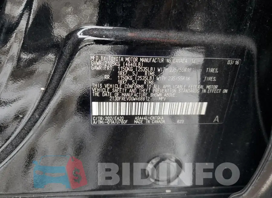 2T3DFREV0GW468812 Photo# 13