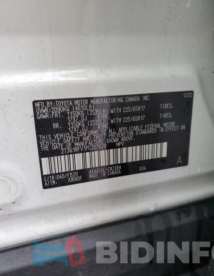 2T3G1RFV1PC327629 Photo# 12