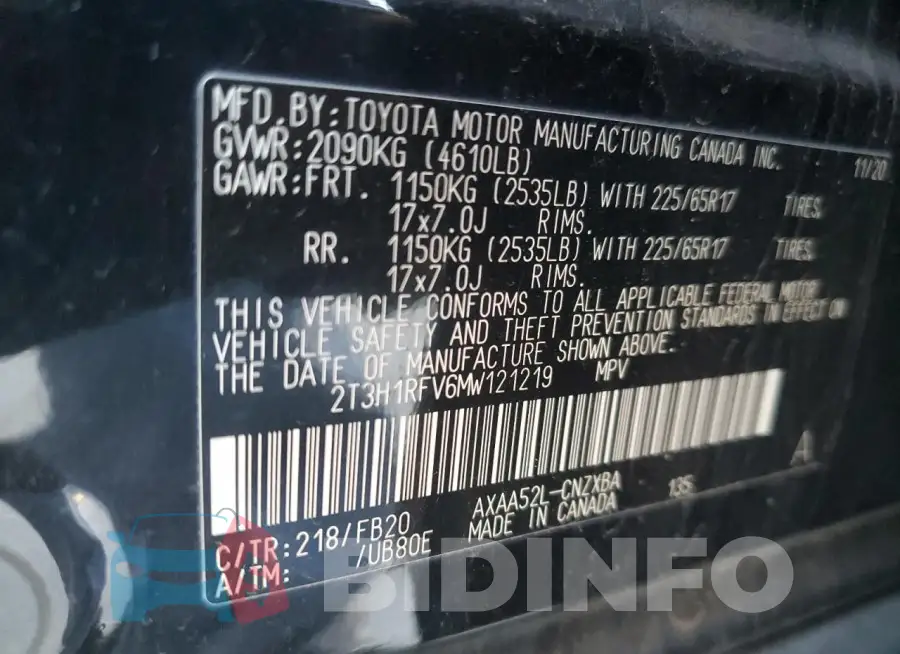 2T3H1RFV6MW121219 Photo# 12