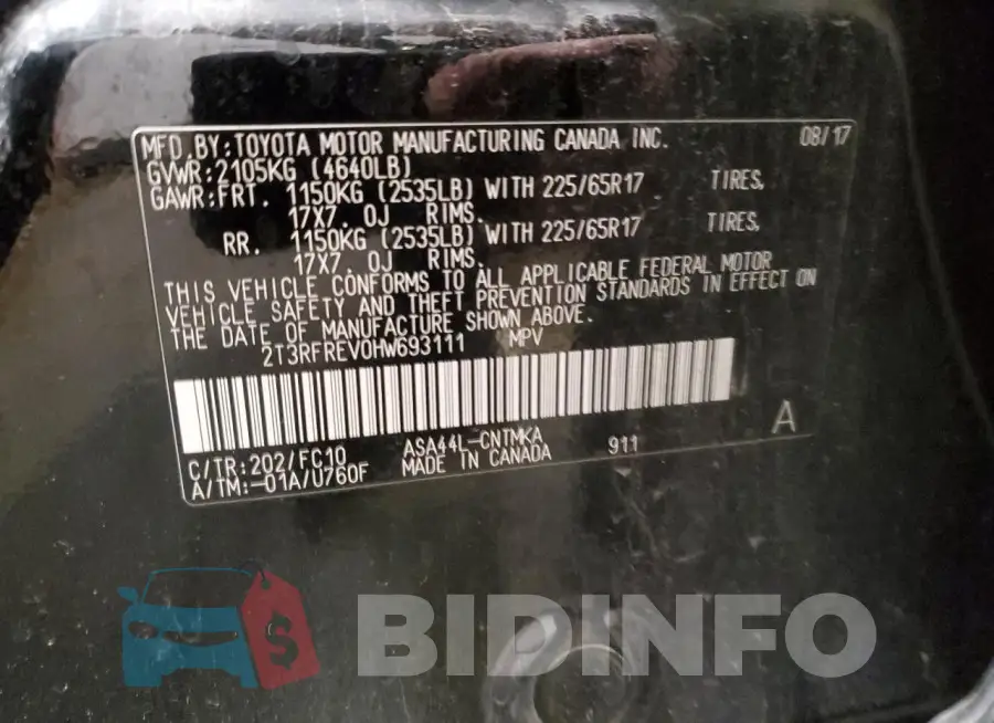 2T3RFREV0HW693111 Photo# 14