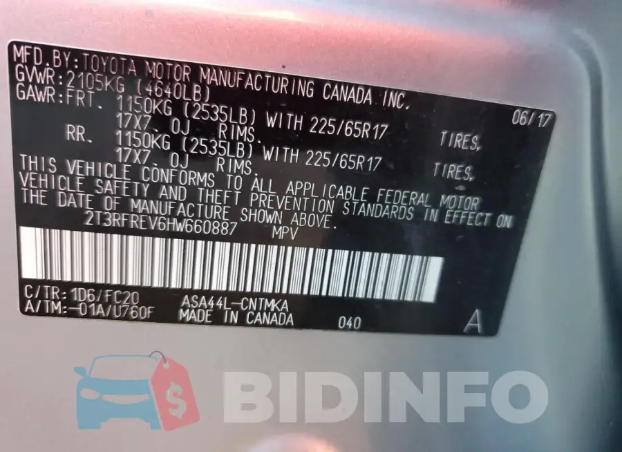 2T3RFREV6HW660887 Photo# 13