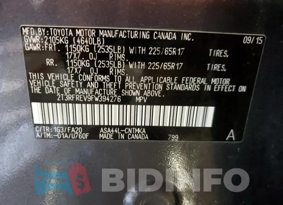 2T3RFREV9FW394276 Photo# 13