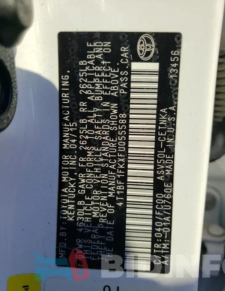 4T1BF1FKXFU055588 Photo# 12