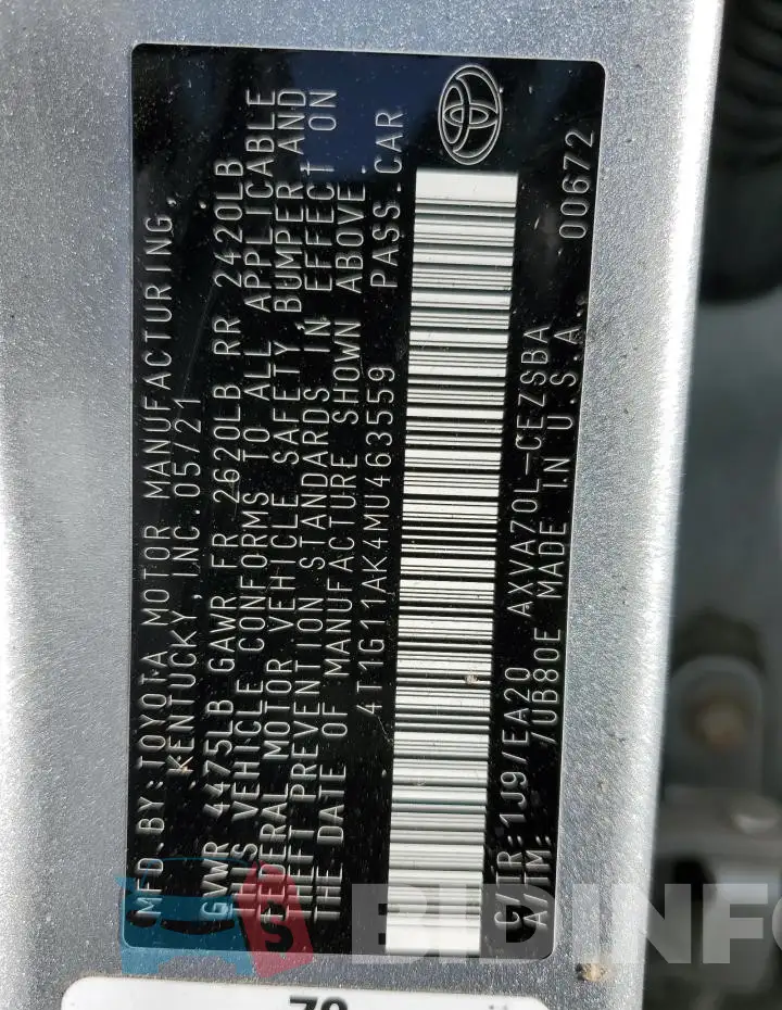 4T1G11AK4MU463559 Photo# 12