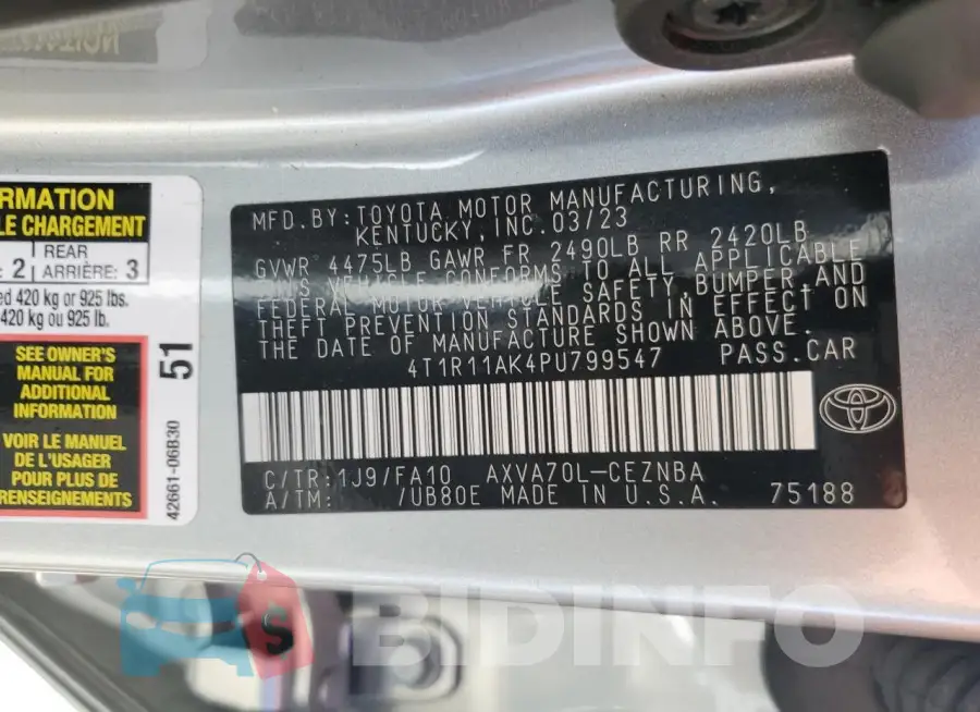 4T1R11AK4PU799547 Photo# 12