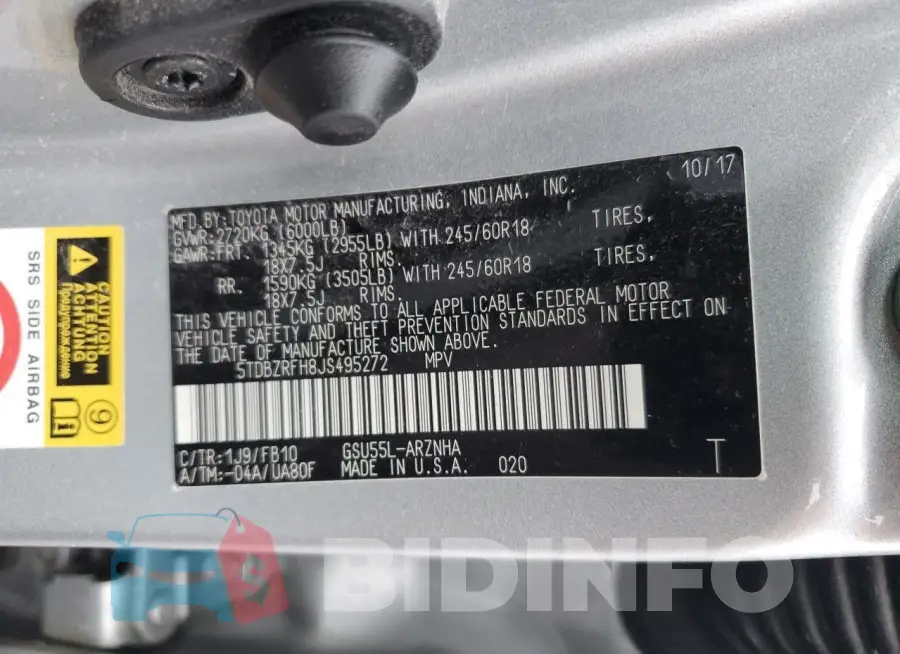 5TDBZRFH8JS495272 Photo# 13