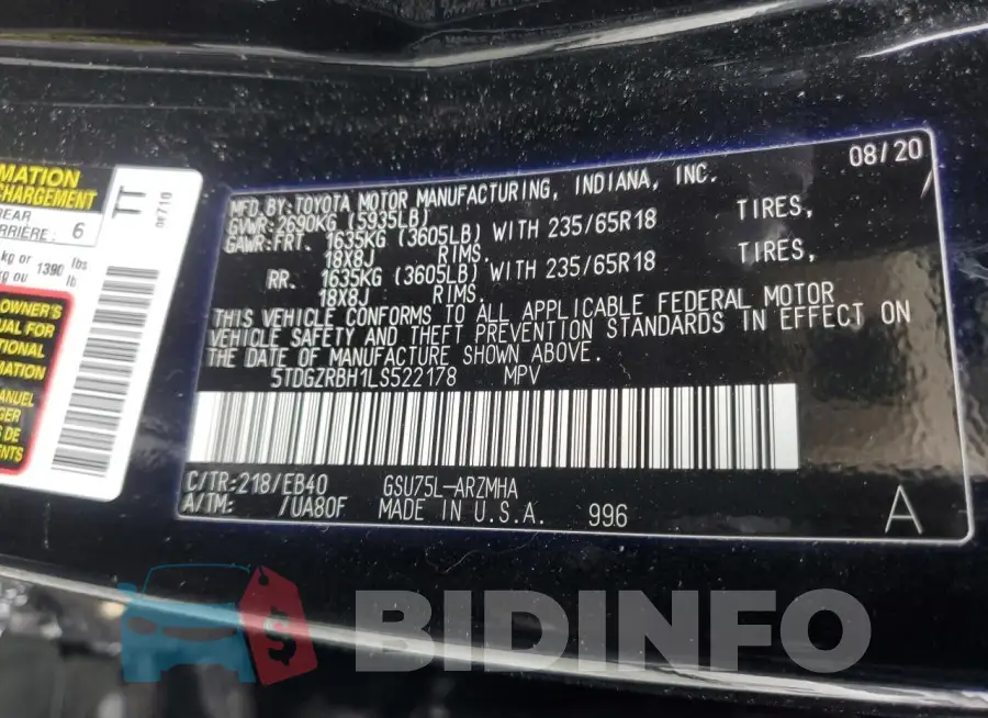 5TDGZRBH1LS522178 Photo# 12
