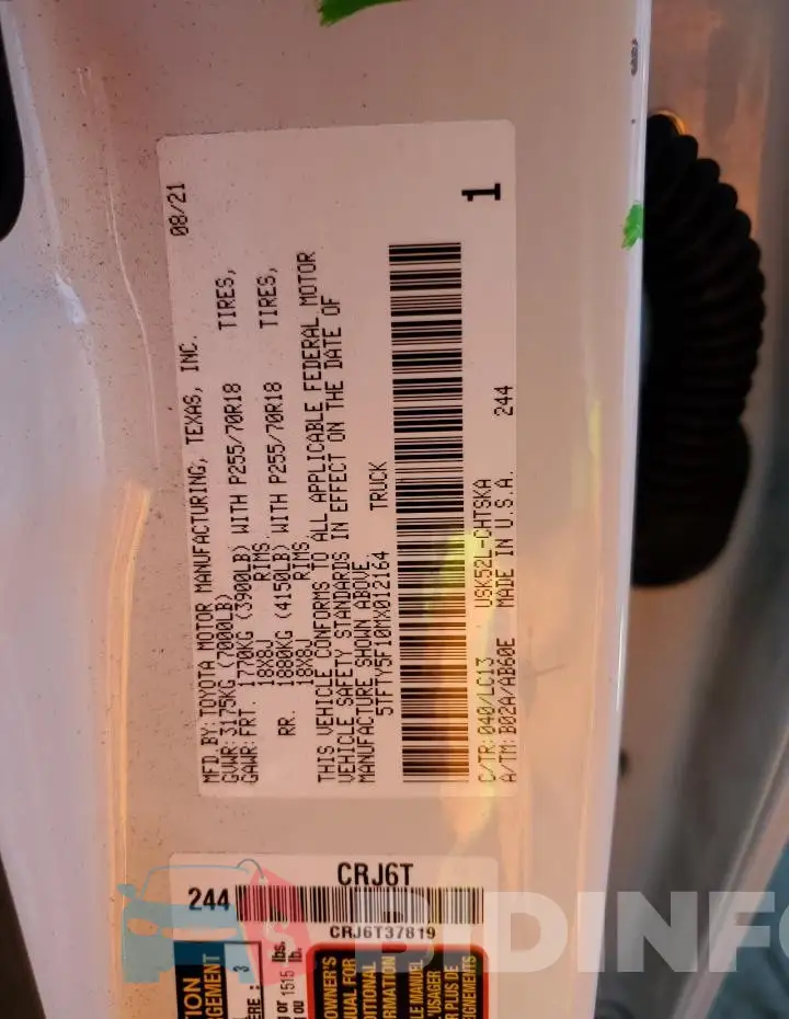 5TFTY5F10MX012164 Photo# 12