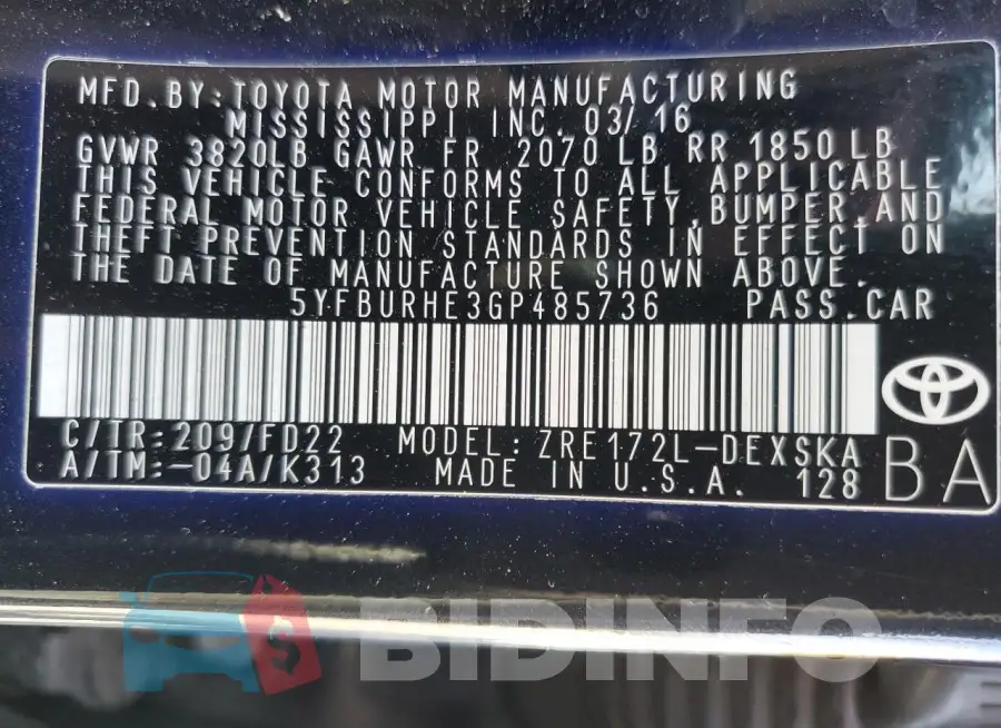 5YFBURHE3GP485736 Photo# 12