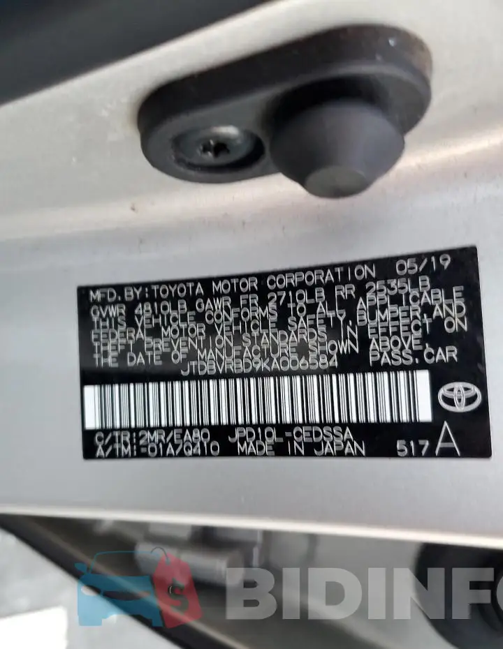 JTDBVRBD9KA006584 Photo# 12