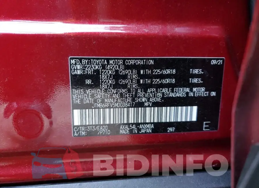JTMB6RFV5MD038417 Photo# 13